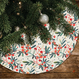 Moderna röda julhäckbär julgransmatta borstad polyester