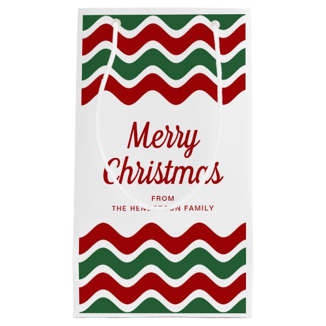 Moderna röda och gröna ränder God Jul (Framsidan)