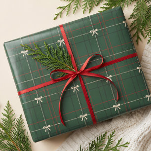 Moderna röda och gröna randiga Tartan-rutiga prese Presentpapper