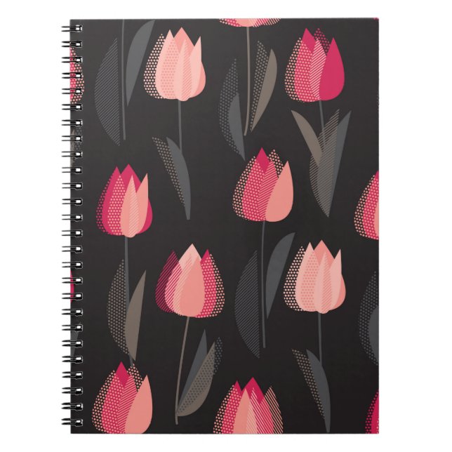 Moderna rödtulpanblommor utan abstrakt mönster anteckningsbok (Framsidan)