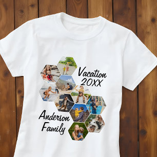  Moderna roliga anpassade 9 bilder kollage familje T Shirt
