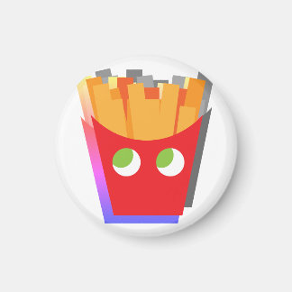 Moderna roliga enkla röda och gula glitch pommes f magnet