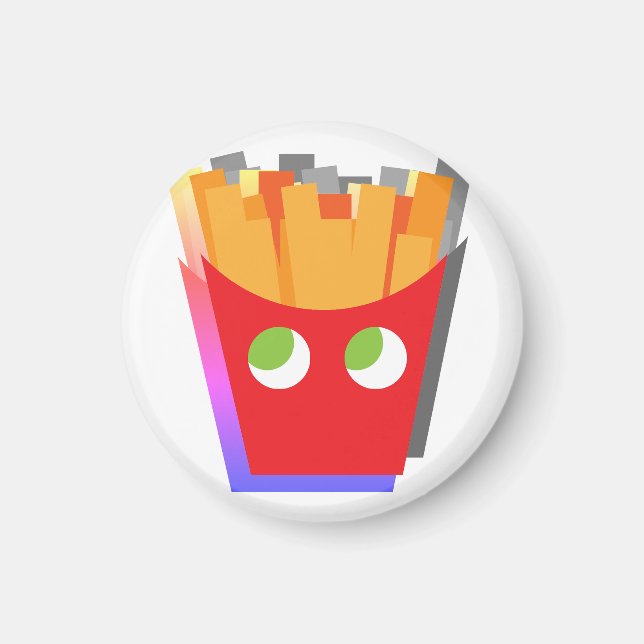 Moderna roliga enkla röda och gula glitch pommes f magnet (Framsidan)