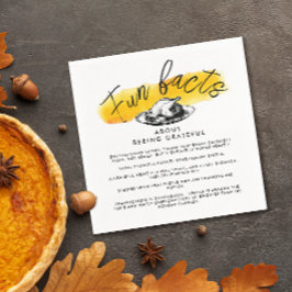 Moderna roliga fakta om Thanksgiving i gul akvarel Pappersservett