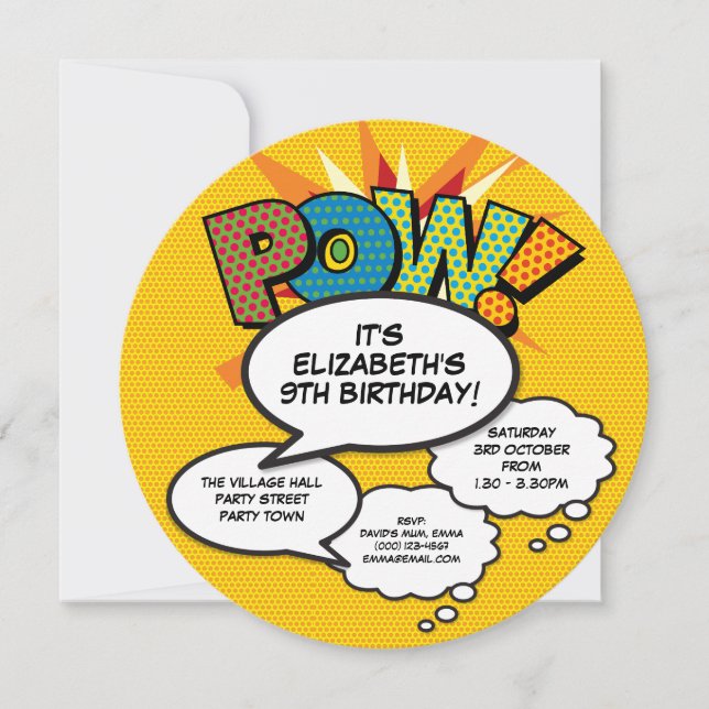 Moderna roliga födelsedagsfirande pratbubblor inbjudningar (Framsida)