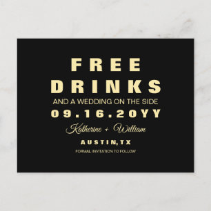 Moderna Roliga Gratis Drycker Bröllop Spara Datume Meddelande Vykort