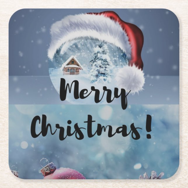 Moderna roliga söta julgranar renar underlägg papper kvadrat (Framsidan)