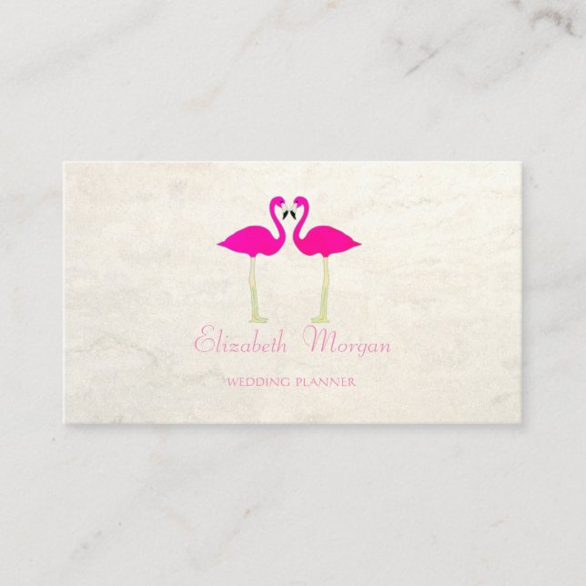 Moderna roliga tjejgrejer, Rosa flamingos i kärlek Visitkort (Framsida)