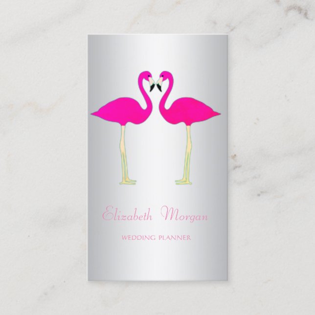 Moderna roliga tjejgrejer, Rosa flamingos i kärlek Visitkort (Framsida)