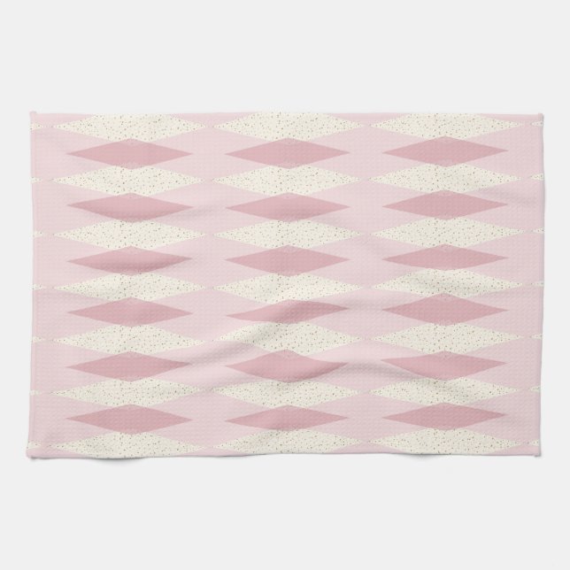 Moderna rosa Argyle för mitt- århundrade Kökshandduk (Horisontell)