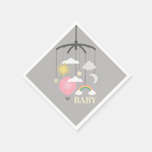 Moderna rosa baby showerservetter för luftballong pappersservett