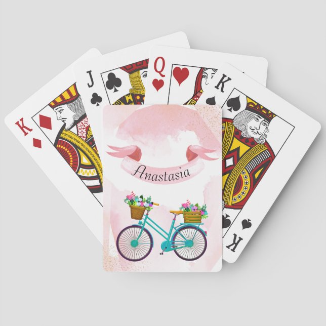 Moderna rosa blommor casinokort (Baksidan)