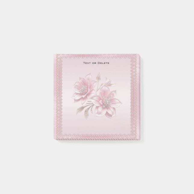 Moderna rosa blommor Post-it-lappar Post-it Block (Framsida)