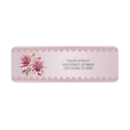 Moderna rosa blommor returadressetikett returadress etikett