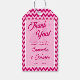 Moderna Rosa Chevron Rand Bröllop Tack Presentetikett