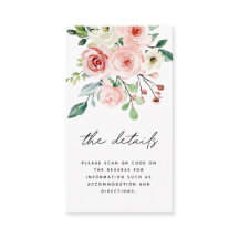 Moderna rosa ferskenblommor QR-kod Bröllopsdetalje