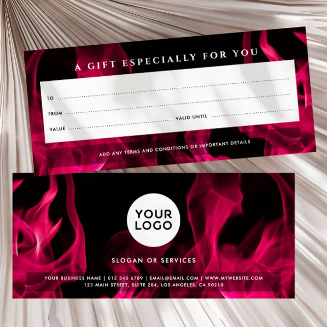 Moderna Rosa Flammor Anpassad Logotyp Presentkort (Skapare uppladdad)