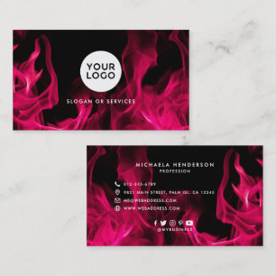 Moderna Rosa Flammor Anpassad Logotyp & Sociala Ik Visitkort