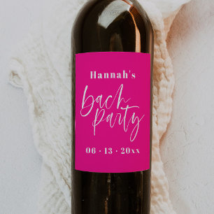Moderna Rosa Henparty Vinfetiketter Vinflaska Etikett