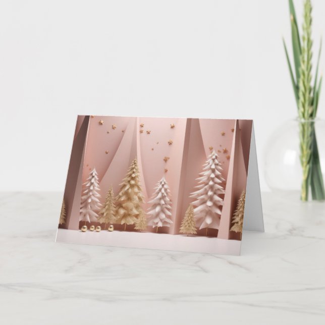 Moderna rosa julgranar helgkort (Framsida)