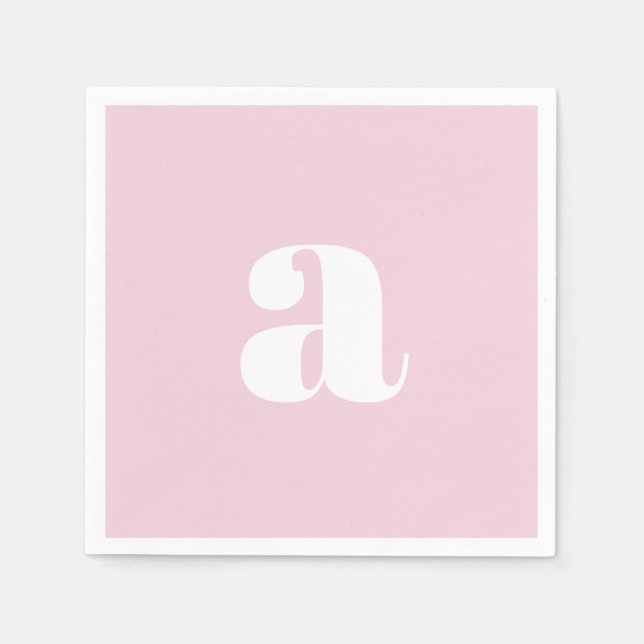 Moderna rosa monogramservetter pappersservett (Framsidan)