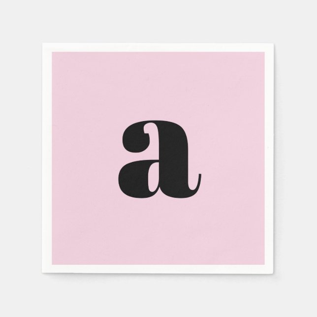 Moderna rosa monogramservetter pappersservett (Framsidan)