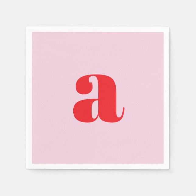 Moderna rosa monogramservetter pappersservett (Framsidan)