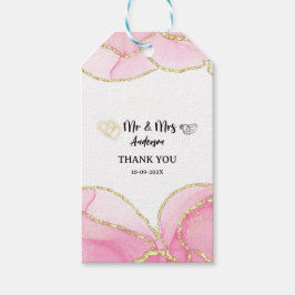 Moderna Rosa och Guld Herr och Fru Presentetikett