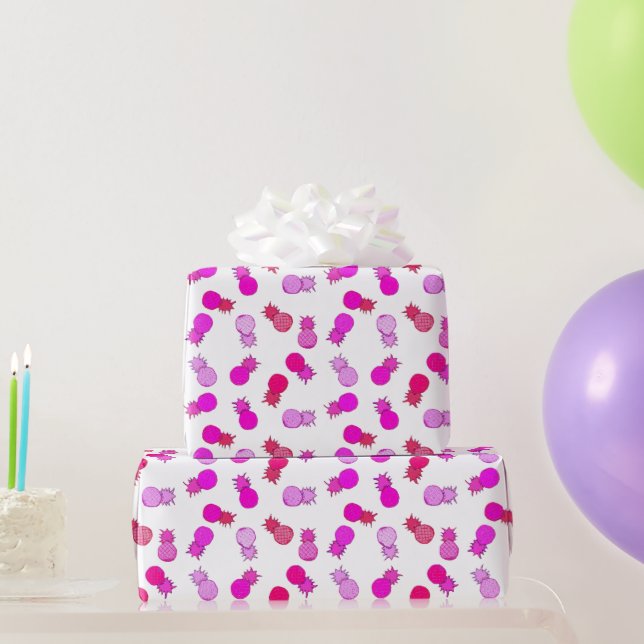 Moderna rosa och röda ananas presentpapper (Festgåvor)