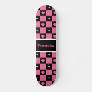 Moderna Rosa och svart kontroller med Namn Skateboard Bräda 20 Cm
