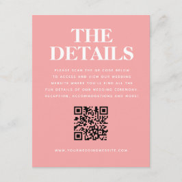 Moderna Rosa Orange Bröllops QR-kod Detaljer Tilläggskort