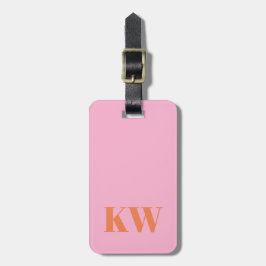 Moderna rosa orange monogram initialer personliga bagagebricka