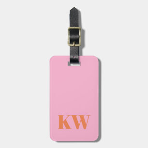 Moderna rosa orange monogram initialer personliga bagagebricka