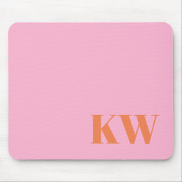 Moderna rosa orange monogram initialer personliga musmatta