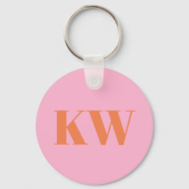 Moderna rosa orange monogram initialer personliga nyckelring