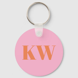 Moderna rosa orange monogram initialer personliga nyckelring