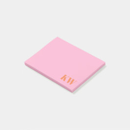Moderna rosa orange monogram initialer personliga post-it block