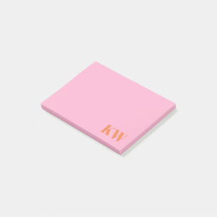 Moderna Rosa Orange Monogram Initialer Personliga Post-it Block