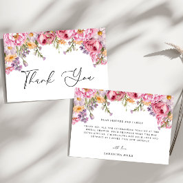 Moderna Rosa Peonies Blomsterlig Bröllopsfest Tack Kort