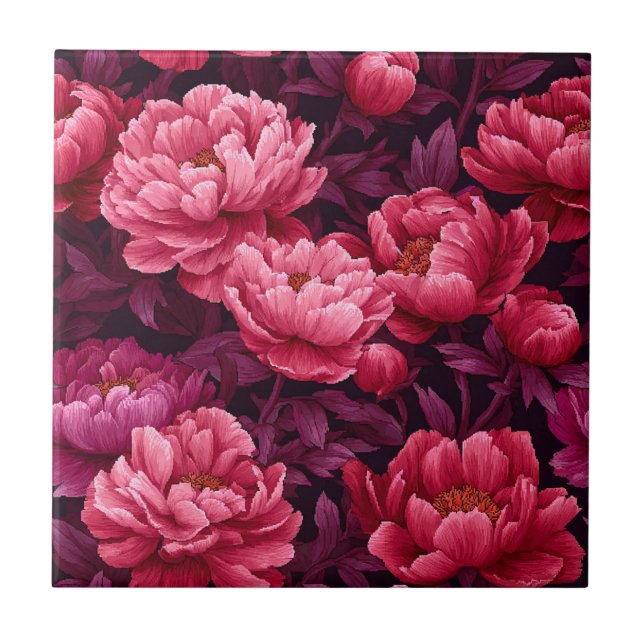 Moderna Rosa Peonies keramiska plattor för Insida Kakelplatta (Framsidan)