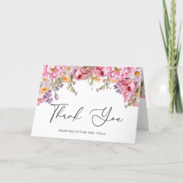 Moderna Rosa Pioner Blommig Bröllopsfest Tack Kort