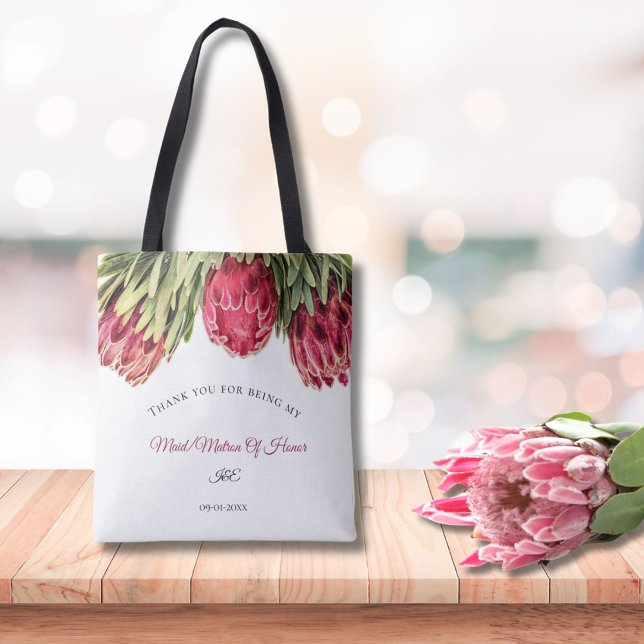 Moderna Rosa Proteas Blommig Brudtärna Tygkasse (Skapare uppladdad)
