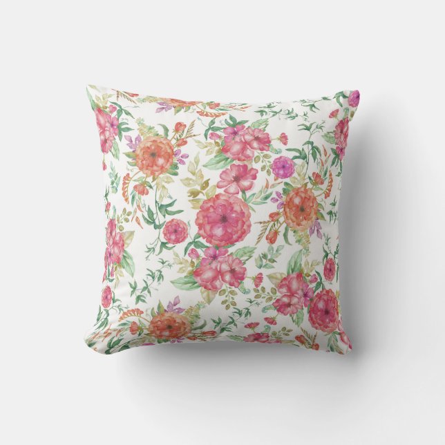 Moderna rosa ro för blommigt för utomhuskudde (Framsida)