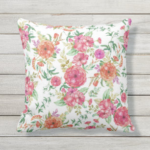 Moderna rosa ro för blommigt för utomhuskudde