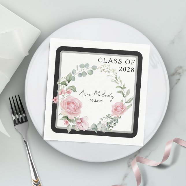 Moderna rosa rosor Skript Klass för examen Pappersservett (Skapare uppladdad)