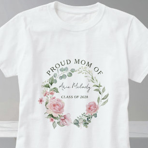 Moderna Rosa Rosor Skriptnamn Klass för Examen T Shirt