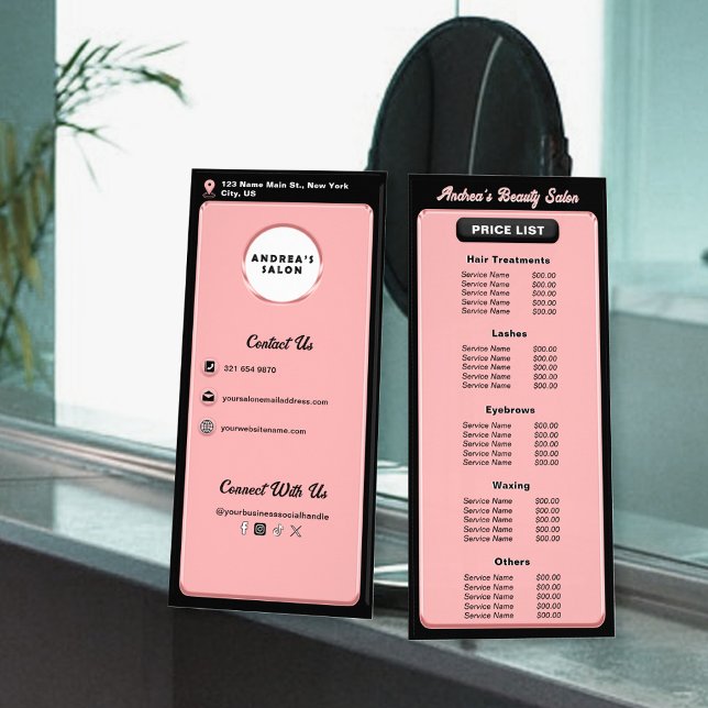 Moderna Rosa Salong Logotyp Tjänster Professionell Reklamkort (Skapare uppladdad)
