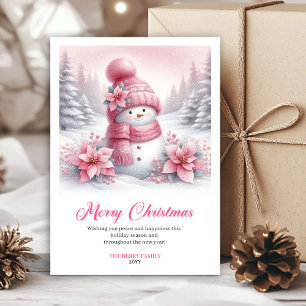 Moderna Rosa Snömannen Barn Nedladdningsbara Julko Julkort