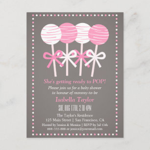 Moderna rosa tårpops Baby Shower-inbjudningar Inbjudningar