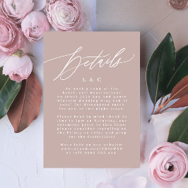 Moderna rosa, taupe och vita monogram bröllopsdeta OSA kort